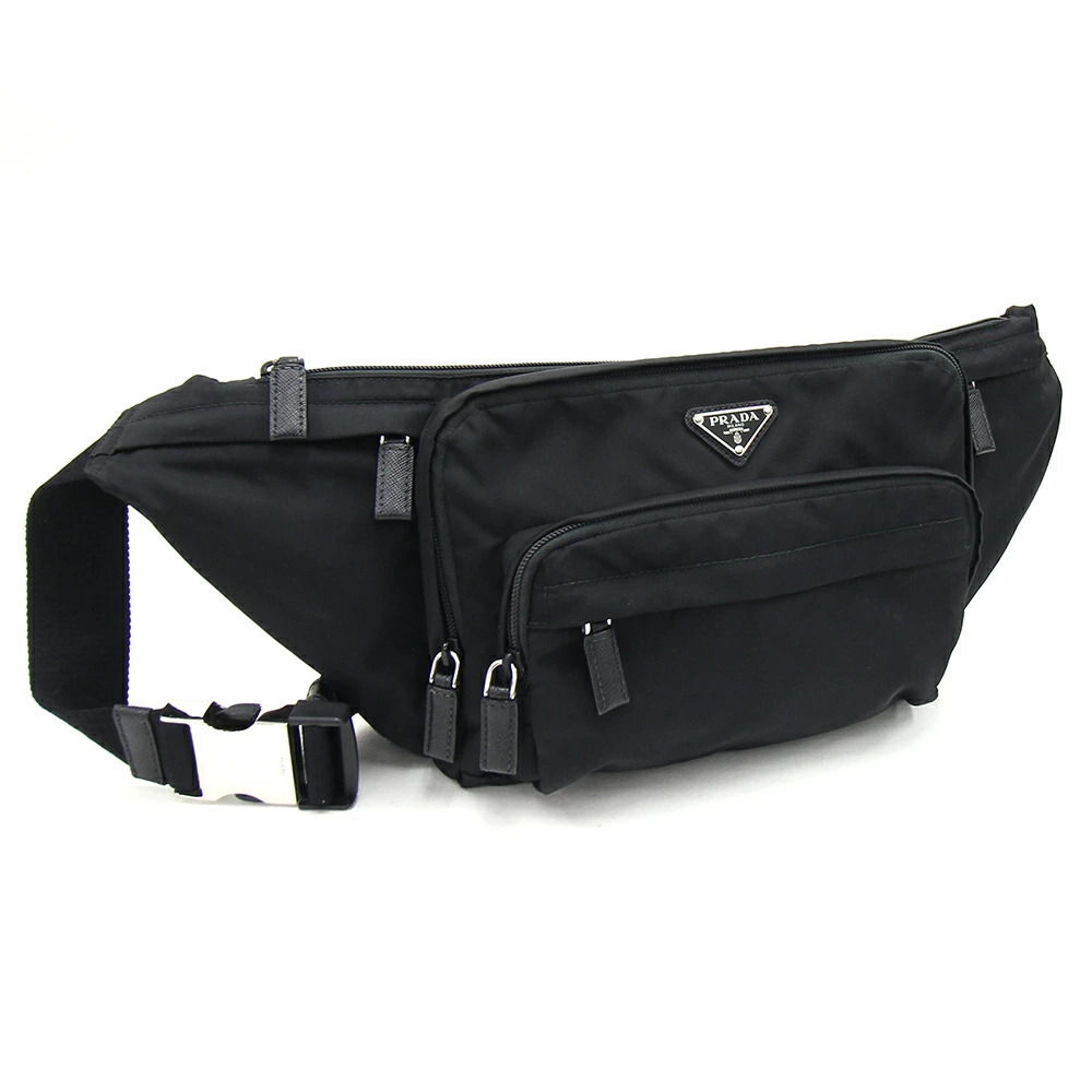 Prada Body Belt Bum Crossbody Bag Black Leather Shoulder Waist